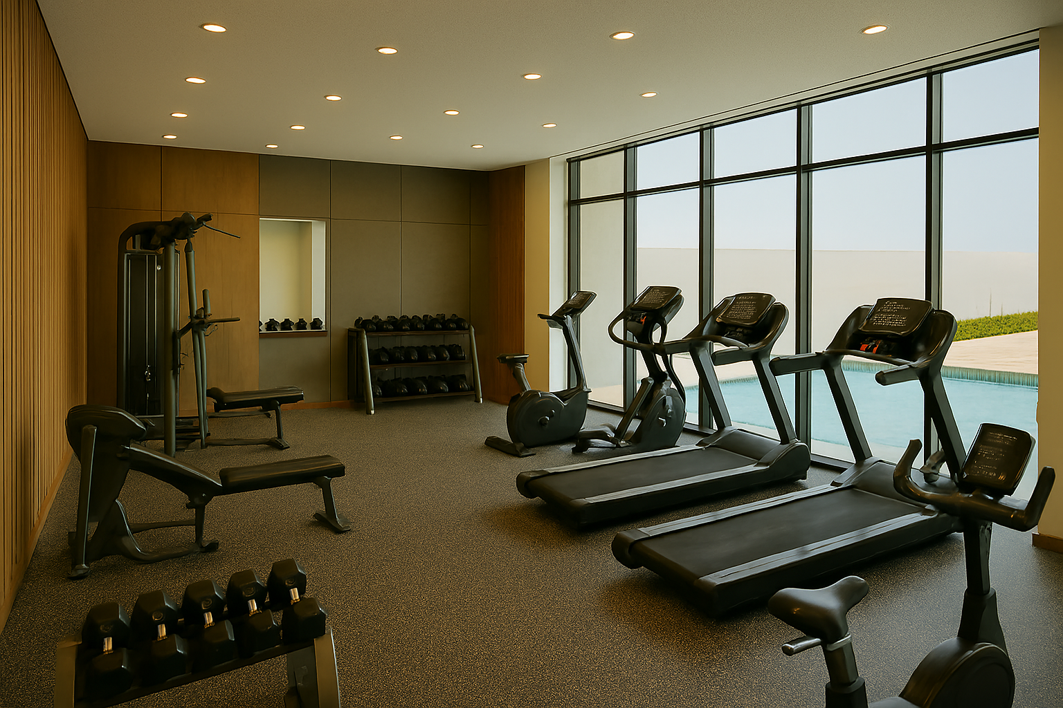 Gym room at Chencharu Close Residences with modern fitness equipment